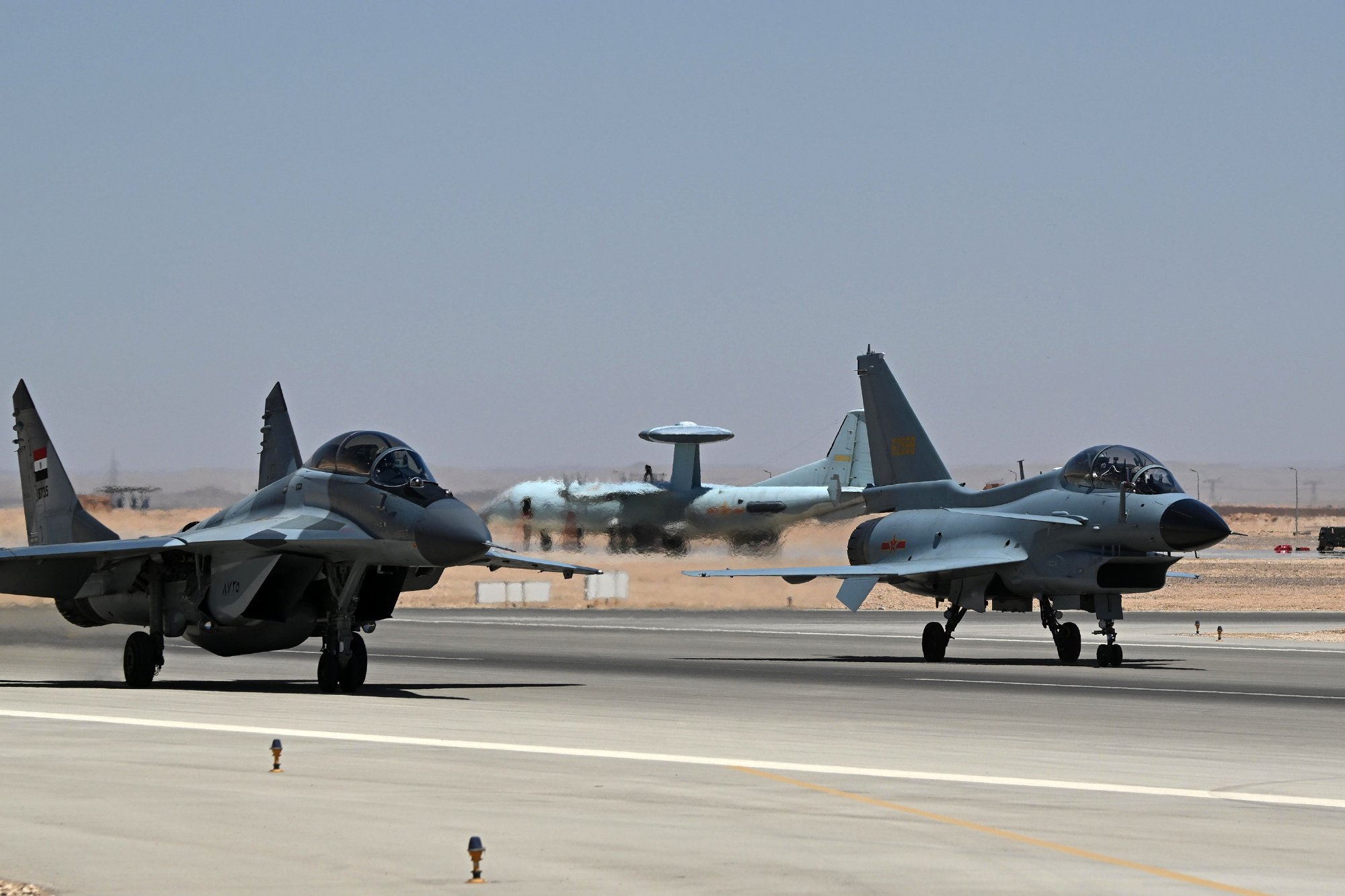 Mig-29 and J-10 on the Runway
