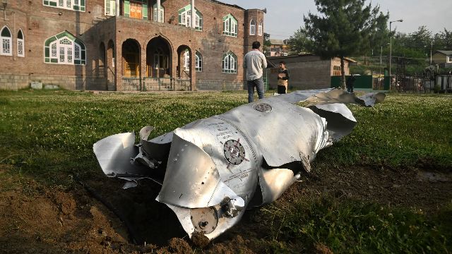Wreckage of Fighter in India Occupied Kashmir Region - Three Indian aircraft crash; Pakistan claims five shot down