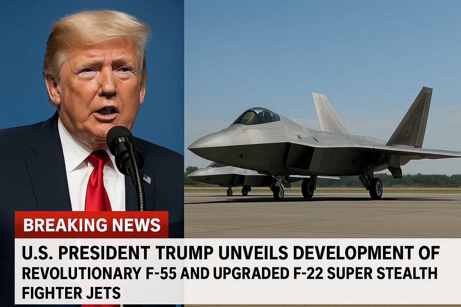U.S. President Trump Unveils Development of Revolutionary F-55 and F-22 Super Stealth Fighter Jets.