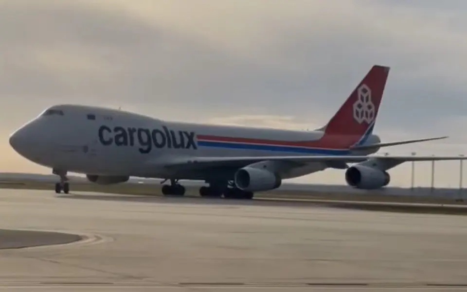 A Cargolux 747-4R7F - Boeing 747 freighters, are commonly used for transporting military equipment and weapons