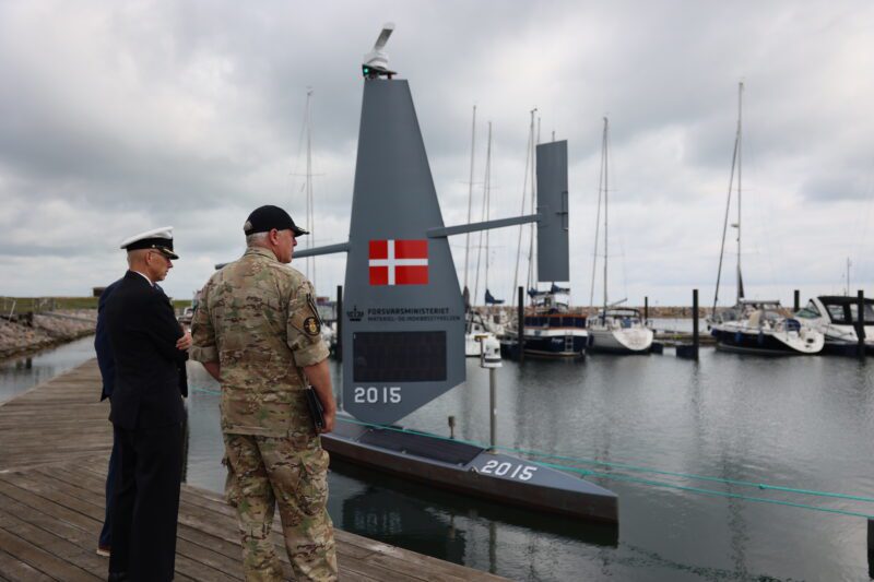 Saildrone Voyager drones deploy off the coast of Køge, Denmark, on June 6, 2025, for operational testing. (Saildrone)